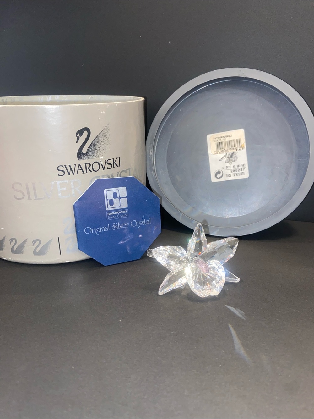Swarovski Clear Crystal Pink Orchid Figurine